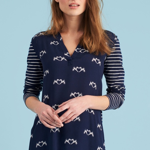 Joules Beatrice Mixed Print, V-Neck Contrasting Pattern, Long Sleeve, Sz 8 - Picture 3 of 9